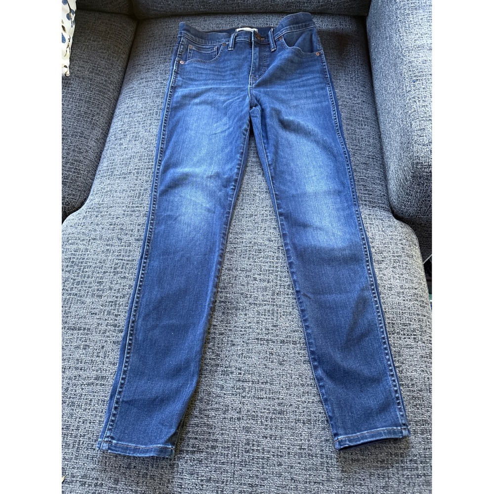 Madewell 10 Inch High Rise Skinny Jeans Medium Wash Blue Size 28 cotton blend
